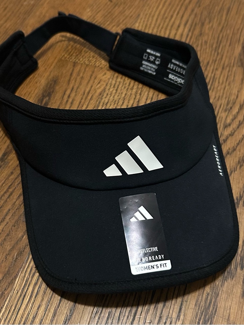 adidas Black Visor with White Logo - reflective woman’s Aeroready golf NWT